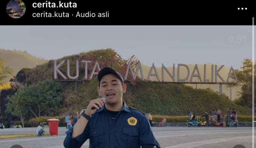 Tangkapan layar video promosi wisata Kuta Mandalika oleh mahasiswa KKN-PMD Unram 2023.