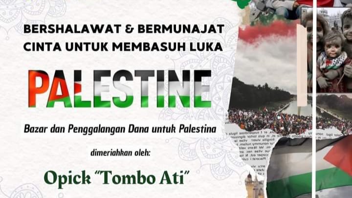 Kegiatan bersholawat dan open donasi untuk Palestina di Islamic Center, Mataram pada 29 November 2023.