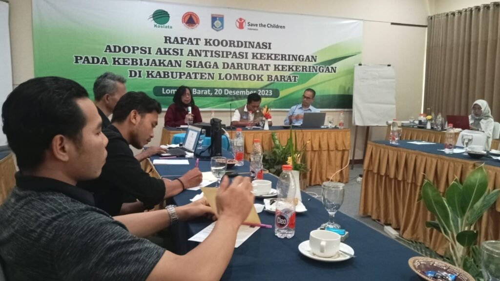 Kegiatan Rapat Koodinasi Adopsi Aksi Antisipasi Kekeringan pada Kebijakan Siaga Darurat Kekeringan di Kabupaten Lombok Barat yang digelar BPBD dan Koslata di Hotel Jayakarta, Senggigi, Rabu (20/12/2023).