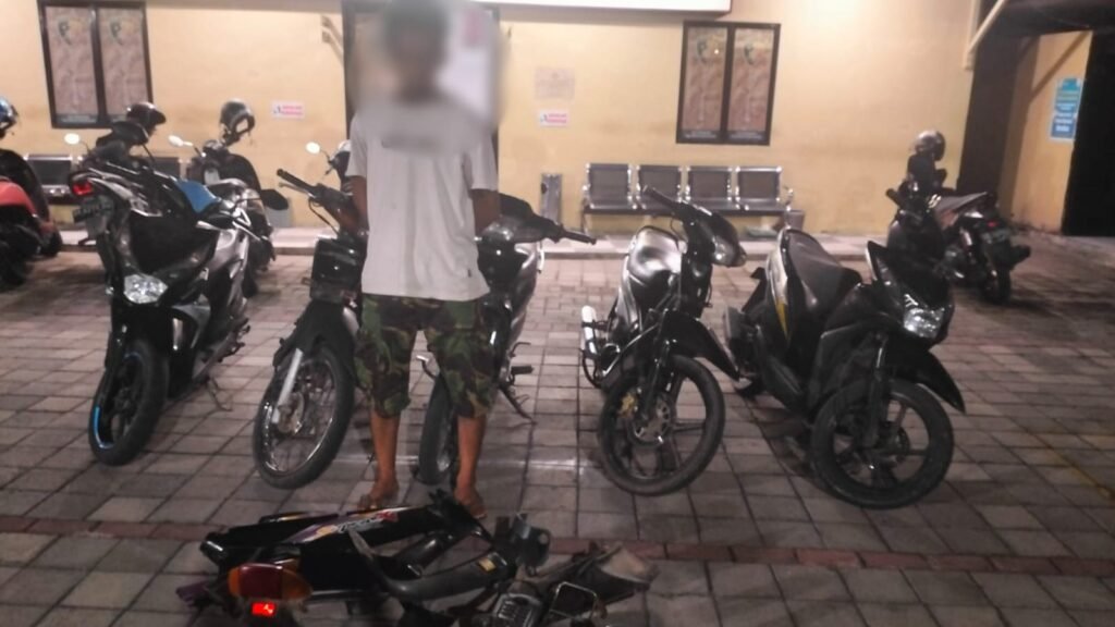 Pelaku pencurian sepeda motor (curanmor) MS als Andi, pria 36 tahun asal Dasan Geria Lingsar, Kabupaten Lombok Barat ditangkap anggota Polresta Mataram, Senin (22/1/2024).