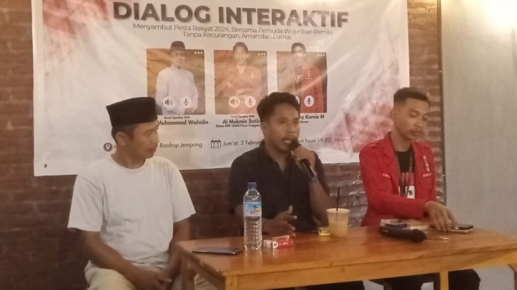 DPD Gerakan Mahasiswa Nasional Indonesia (GMNI) NTB gelar dialog interaktif di MJ Kopi Corner - Rooftop Jepong Kota Mataram, Sabtu (3/2/2024).
