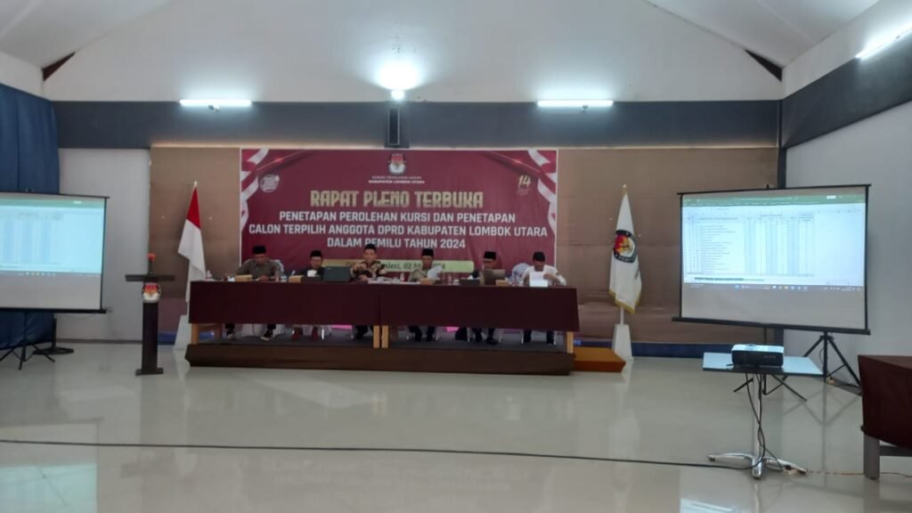 Kegiatan rapat pleno penetapan Caleg terpilih oleh KPU Lombok Utara, Kamis (2/5/2024).