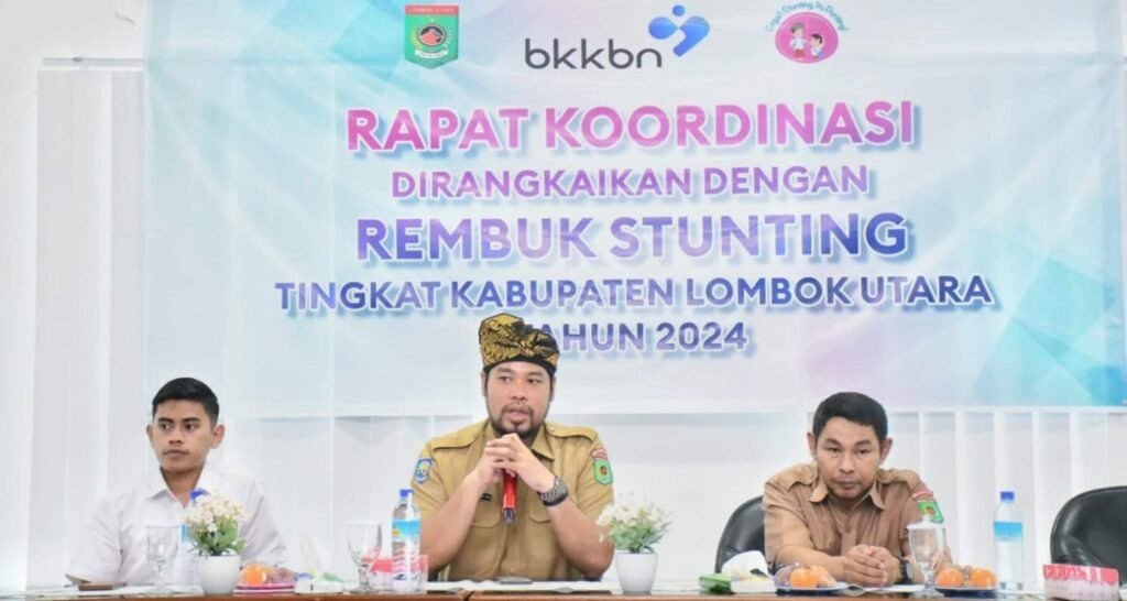 Wakil Bupati Lombok Utara, Danny Karter Febrianto Ridawan pimpin rakor rembuk Stunting, Senin (20/5/2024).