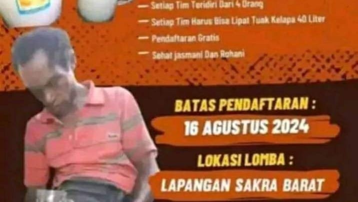 Pamflet lomba minum tuak yang beredar di masyarakat Lombok Timur.