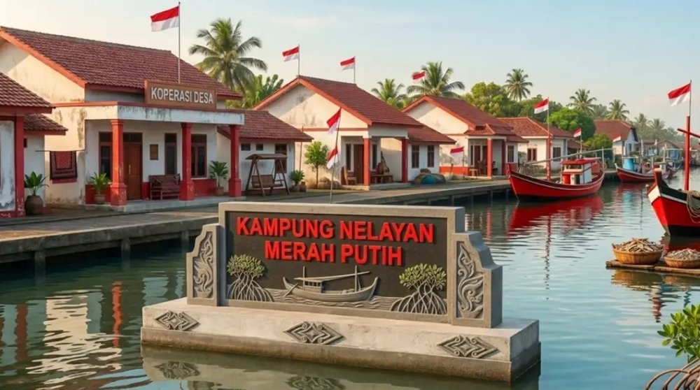 Ilustrasi Kampung Nelayan Merah Putih