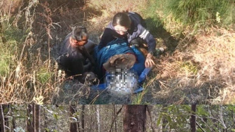 Pendaki asal China, Li Xianhua (47), mendapat pertolongan setelah terpeleset dan mengalami cedera kepala di jalur Senaru–Batu Ceper, Gunung Rinjani, Senin (14/9/2026). Foto: Dok. Kantor SAR Mataram.