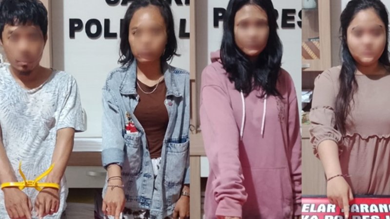 Empat orang yang terdiri dari tiga perempuan dan seorang pria diamankan Satresnarkoba Polres Lombok Timur dalam penggerebekan sebuah rumah di kawasan Kebun Baru, Kelurahan Sandubaya, Kecamatan Selong, Rabu (2/9/2026) malam. Polisi turut mengamankan tiga paket yang diduga sabu dengan berat bruto sekitar 1 gram. (Foto: Istimewa)