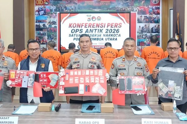 Konferensi Pers hasil Operasi Antik Rinjani di Aula Sarjana Arya Racana Polres Lombok Utara. (Foto. kicknews.today/Anggi)