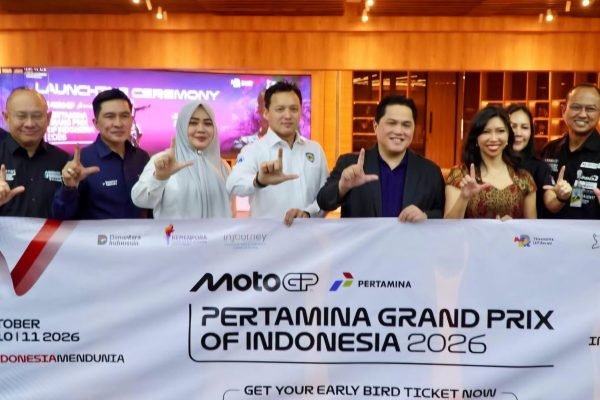 Menteri Pemuda dan Olahraga (Menpora) Erick Thohir bersama Wakil Gubernur NTB Hj. Indah Dhamayanti Putri menghadiri peluncuran Pertamina Grand Prix of Indonesia 2026 di Jakarta (poto kicknews.today/ist)