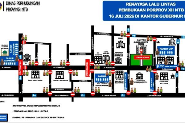 Rekayasa lalu lintas pembukaan Porprov XII NTB di Kantor Gubernur NTB. (Foto kicknews.today/adpim)
