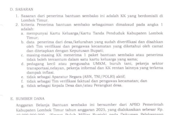 Informasi gambar paket sembako di Lombok Timur