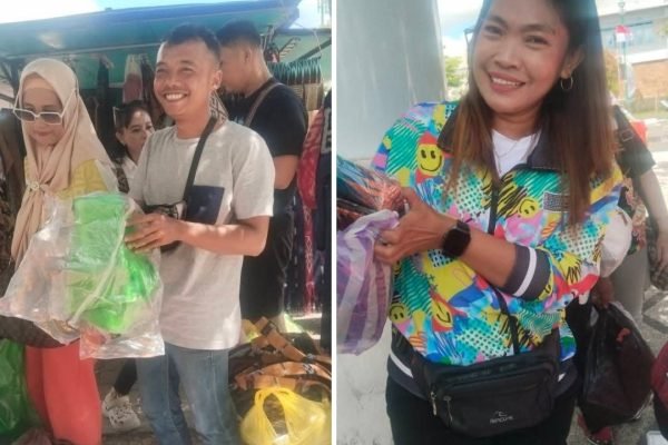 Berkah Fornas, pedagang tas tenun khas Lombok panen rezeki. (foto kicknews.today/wn)