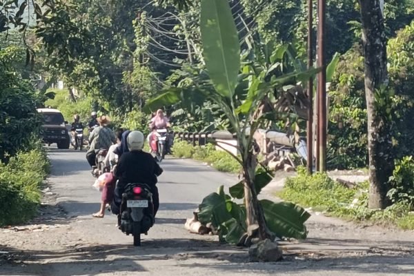 IMG_20251029_163257 Kondisi jalan yang rusak di Desa Kuripan Kecamatan Kuripan Kabupaten Lombok Barat. (foto kicknews.today/wn)