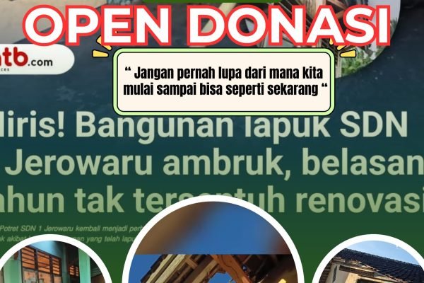 Pamflet open donasi SD 1 Jerowaru. Foto. Ist