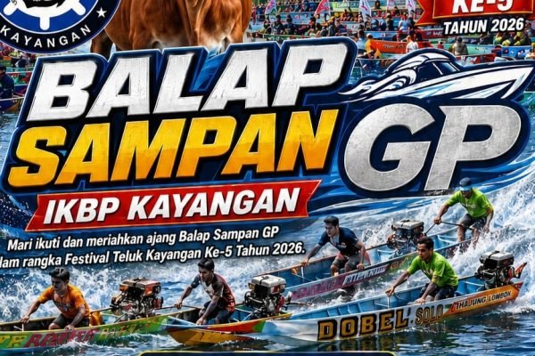 Poster kegiatan lomba balap sampan di Teluk Kayangan. Foto. Ist