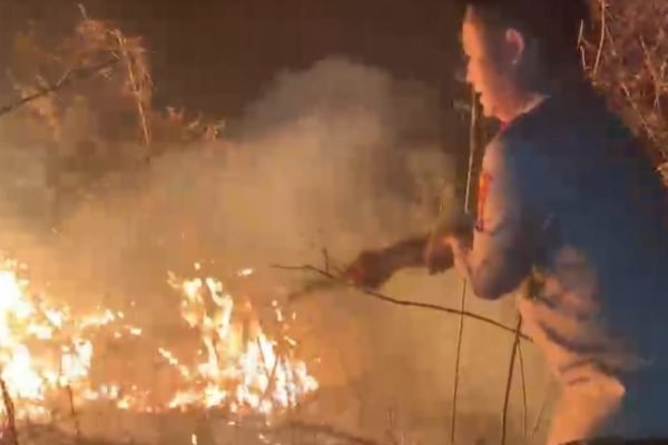 Kapolres Lombok Timur, AKBP Ariakta Gagah Nugraha turun ke lokasi kebakaran TNGR. foto. Humas