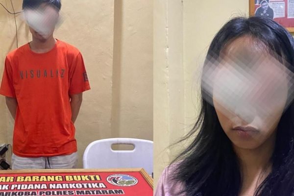 Pengedar sabu inisial HA, (27) bersama EH, (26) perempuan asal Taman Sari, Ampenan Kota Mataram ditangkap, Kamis (3/10/2024)