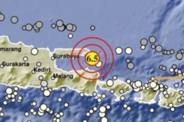 Peta titik gempa guncang wilayah Jatim dan Bali hasil rilis BMKG.