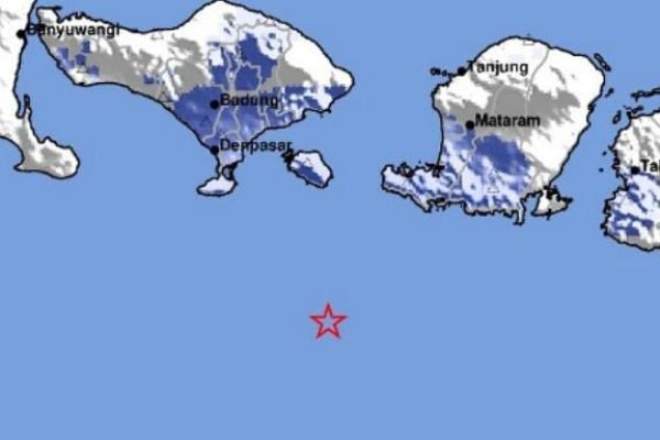 Peta gempa bumi guncang Lombok dan Bali rilis BMKG.