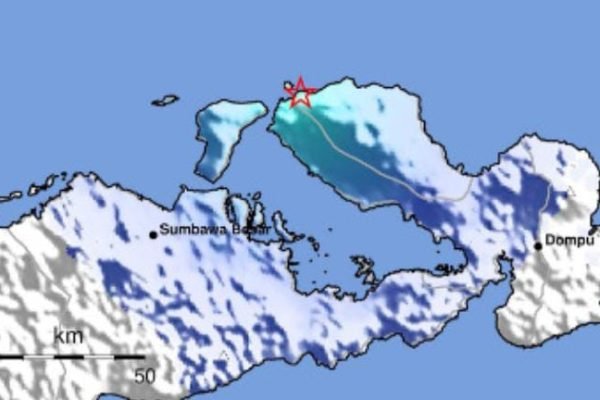 Peta titik gempa bumi guncang Dompu rilis BMKG.